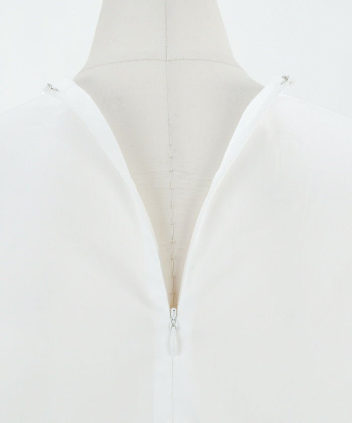 手洗い可/6分袖/ベーシック/背ファスナー/パフスリーブ/春/夏/秋