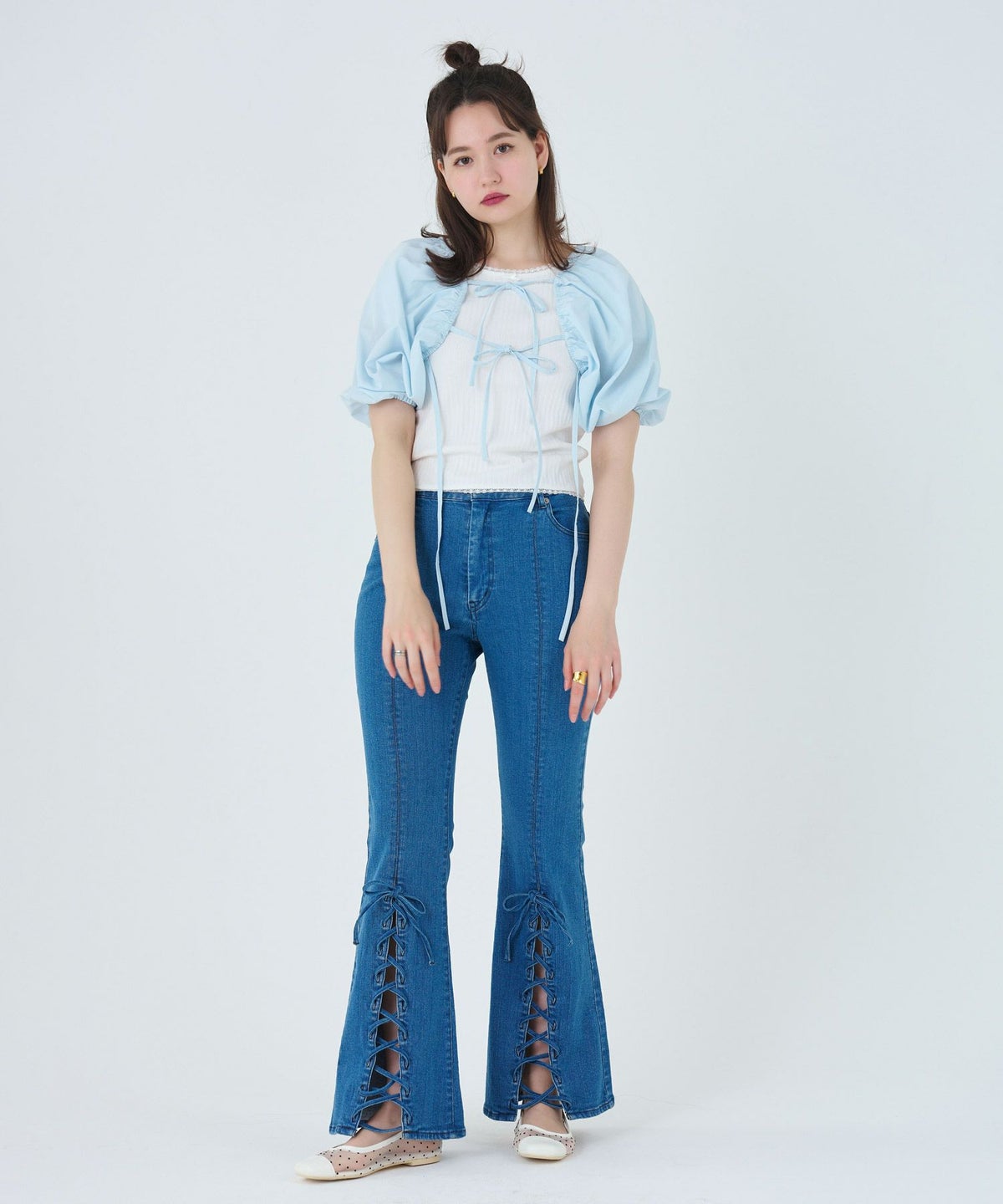 ボレロ/トップス/ホワイト/サックス/ブラック/ピンク