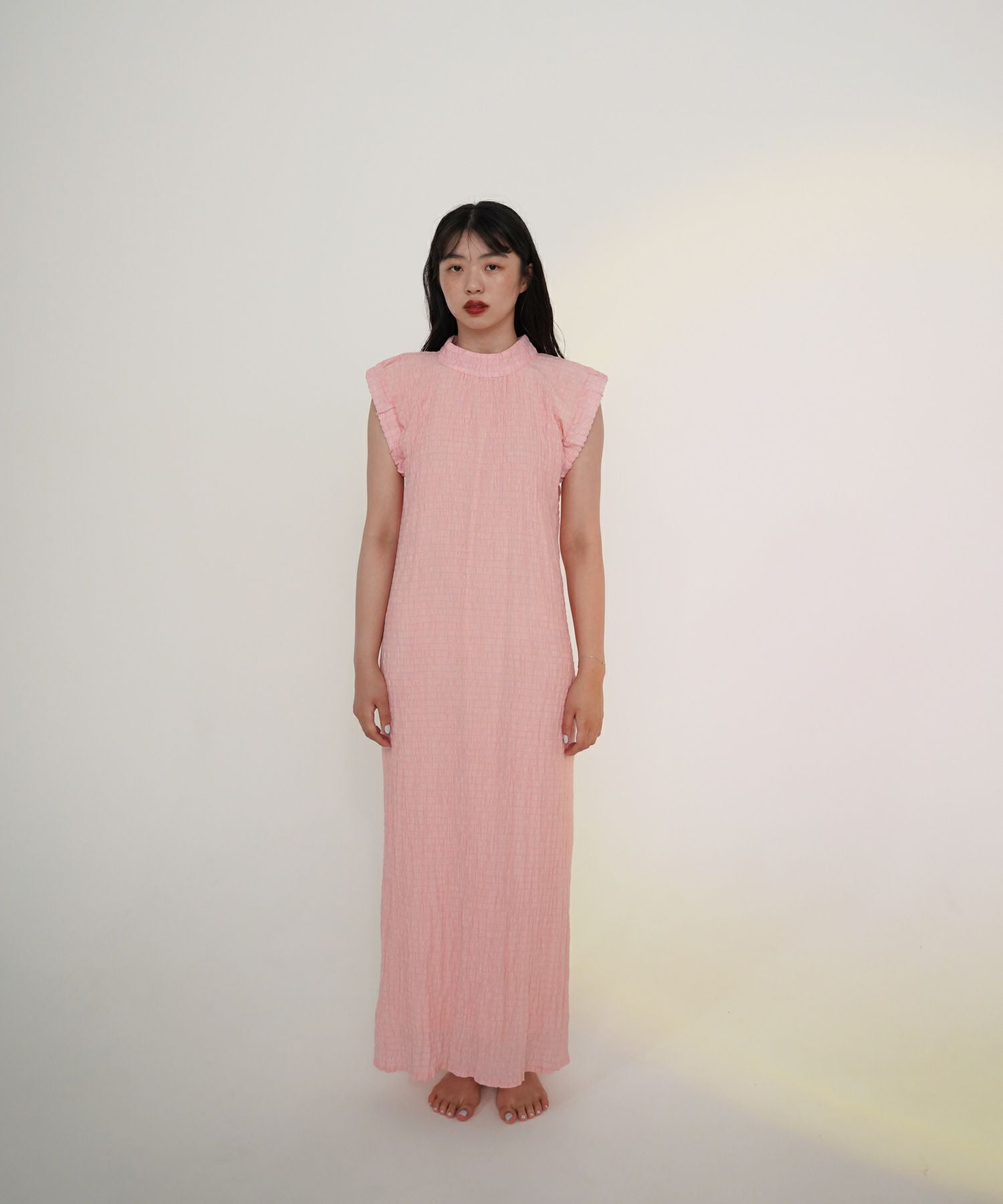 ギャザースリーブ シャーリングワンピース TINA：JOJUN 全2色｜tnj311