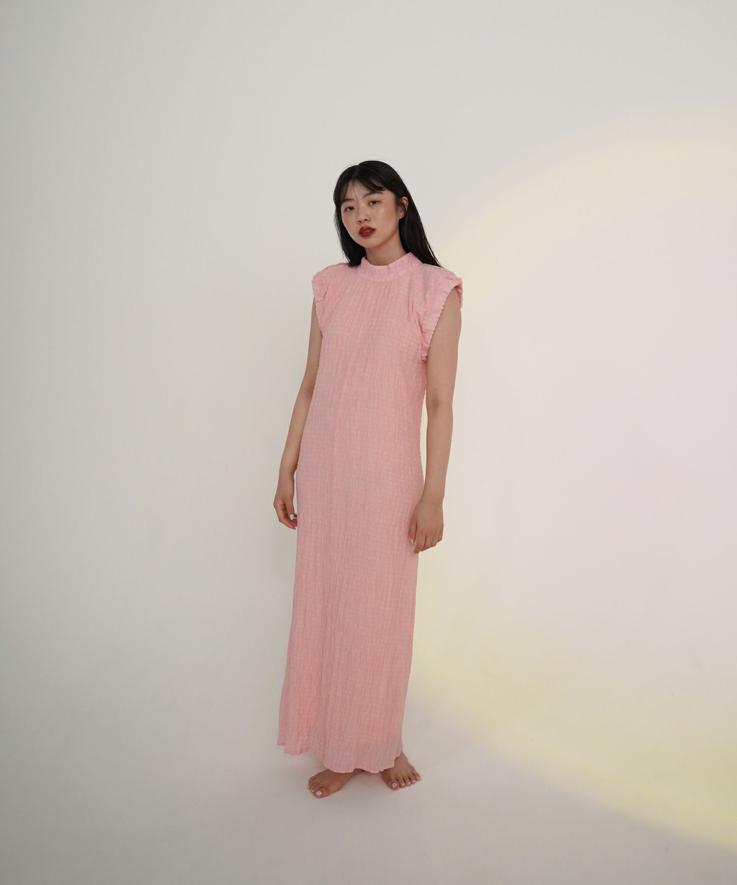 ギャザースリーブ シャーリングワンピース TINA：JOJUN 全2色｜tnj311