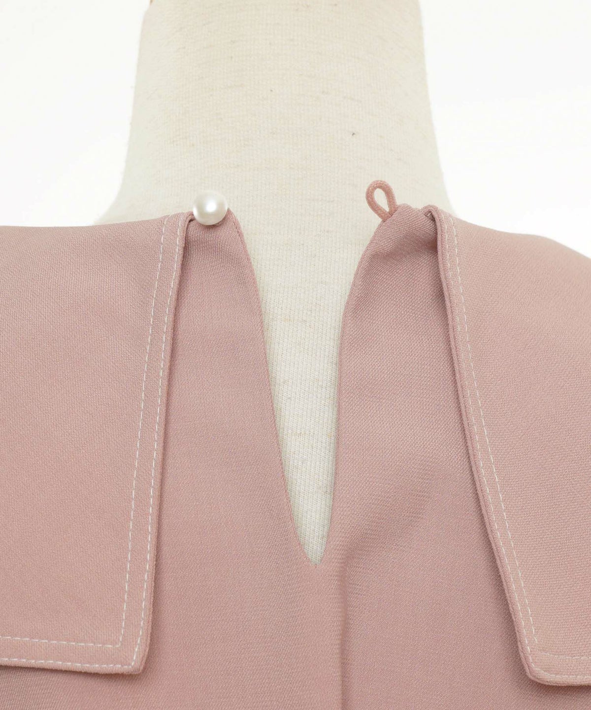 レディース/トップス/ブラウス/セーラーカラー/プルオーバー/パール/ステッチ/配色/タック/リボン/ノースリーブ/ネイビー/ツイル/マリン/フェミニン/大人可愛い