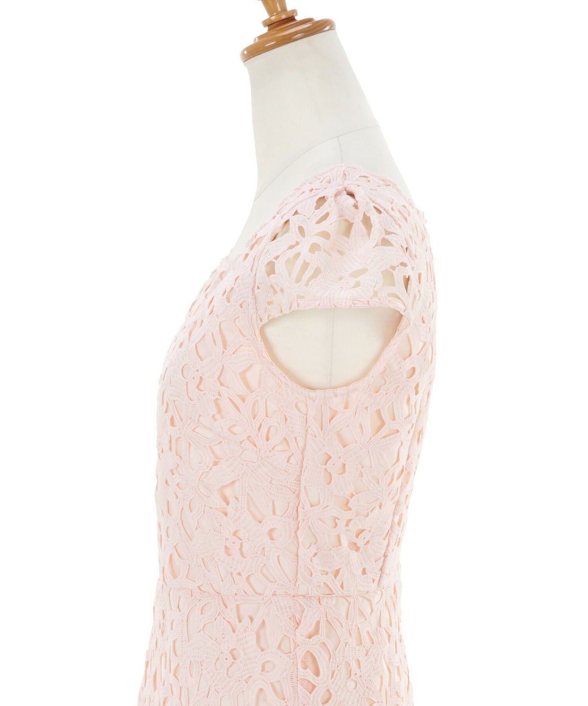 レディース/ワンピース/ドレス/総レース/スカラップ/上品/華やか/フェミニン/スクエアネック/ファスナー/膝下/S/M/花柄レース/花柄/フォーマル/お呼ばれ/ケミカルレース/エレガント/立体/華やか/涼やか/パステル/ホワイト/ピンク/サックス/フレンチスリーブ/フレア