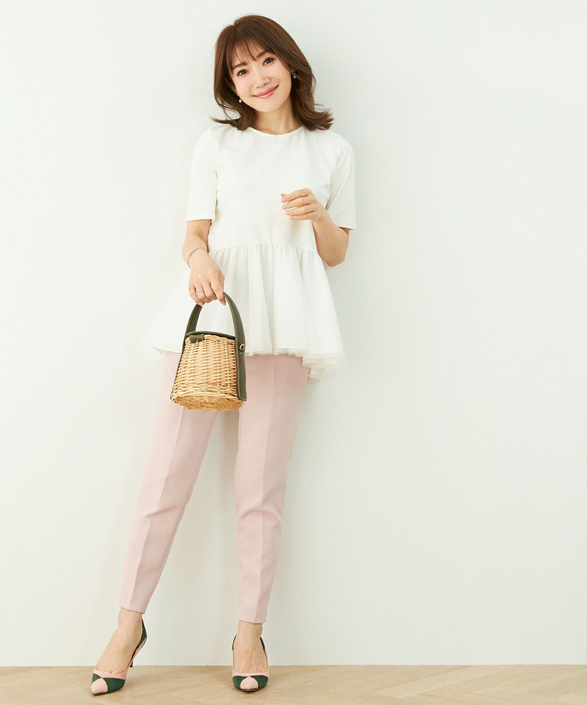 手洗い可/リラックスウエア/異素材MIX/プルオーバー/体型カバー