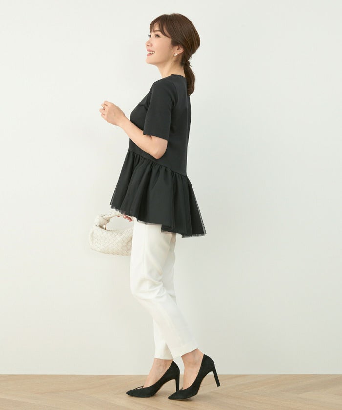 手洗い可/リラックスウエア/異素材MIX/プルオーバー/体型カバー