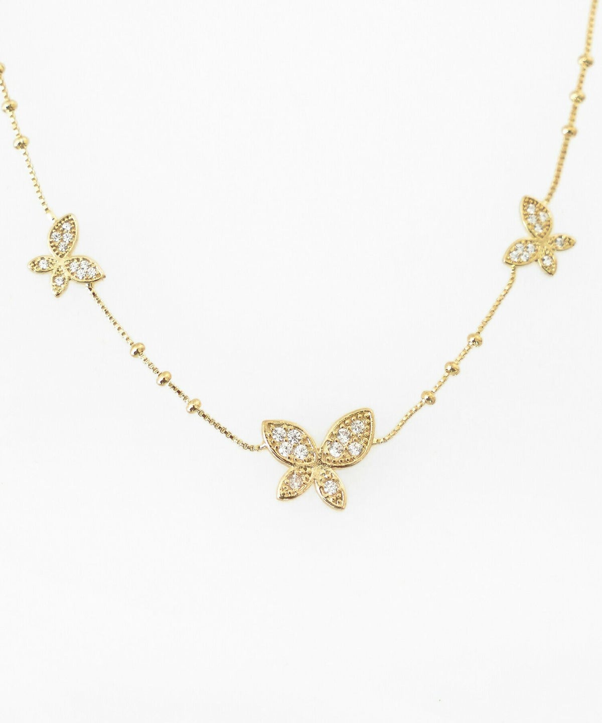 小物/アクセサリー/ジュエリー/ネックレス/グッズ/モチーフ/蝶々/バタフライ/ゴールド/チェーン/ドットチェーン/サテライトチェーン/パール/上品/エレガント/綺麗