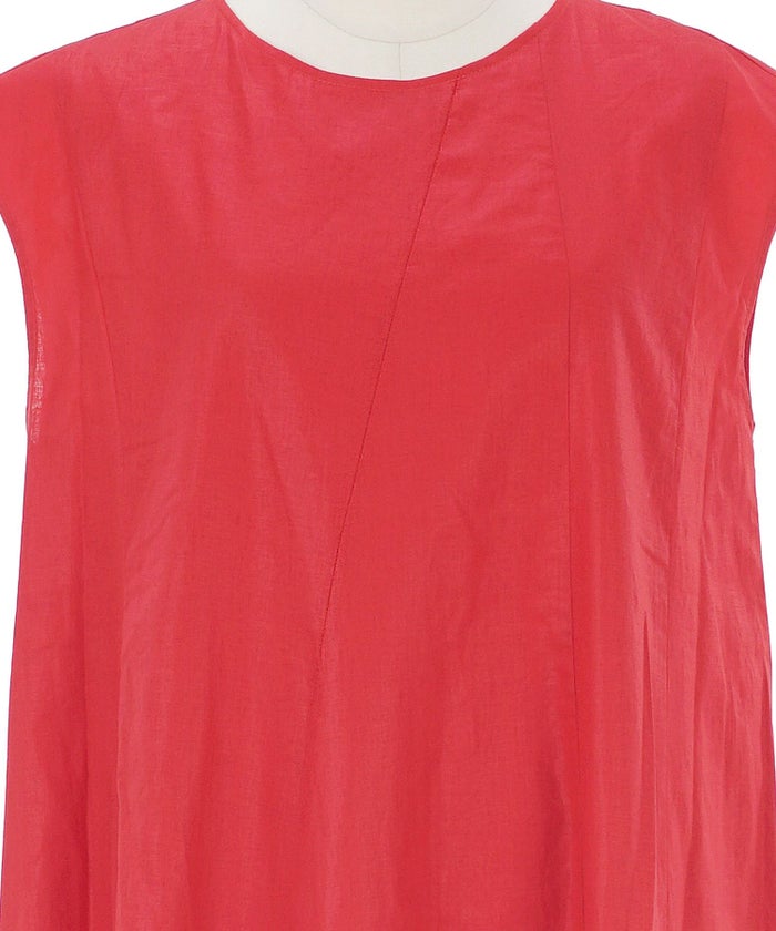 レディース/ワンピース/ドレス/セレクト/手洗い可/斜め切り替え/麻混/ノースリーブ/ゆったり/フレンチスリーブ/リネン/レーヨン/ロング/フレア/体型カバー/エレガント/軽やか/軽量/涼/清涼感/鮮やか/爽やか/切り替え/イエロー/ライム/黄緑/紫/パープル/ブルー/青/レッド/赤