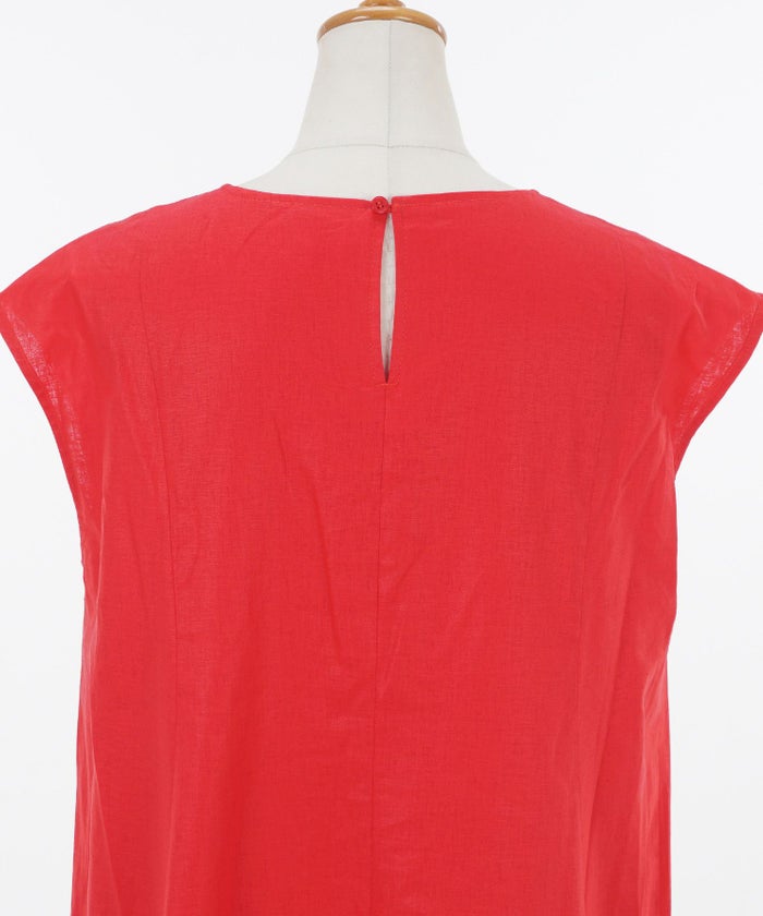 レディース/ワンピース/ドレス/セレクト/手洗い可/斜め切り替え/麻混/ノースリーブ/ゆったり/フレンチスリーブ/リネン/レーヨン/ロング/フレア/体型カバー/エレガント/軽やか/軽量/涼/清涼感/鮮やか/爽やか/切り替え/イエロー/ライム/黄緑/紫/パープル/ブルー/青/レッド/赤