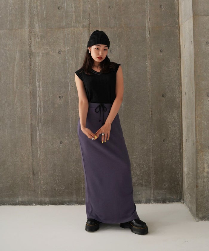 ボトムス/スカート/ニットスカート/スウェット/アイボリー/パープル