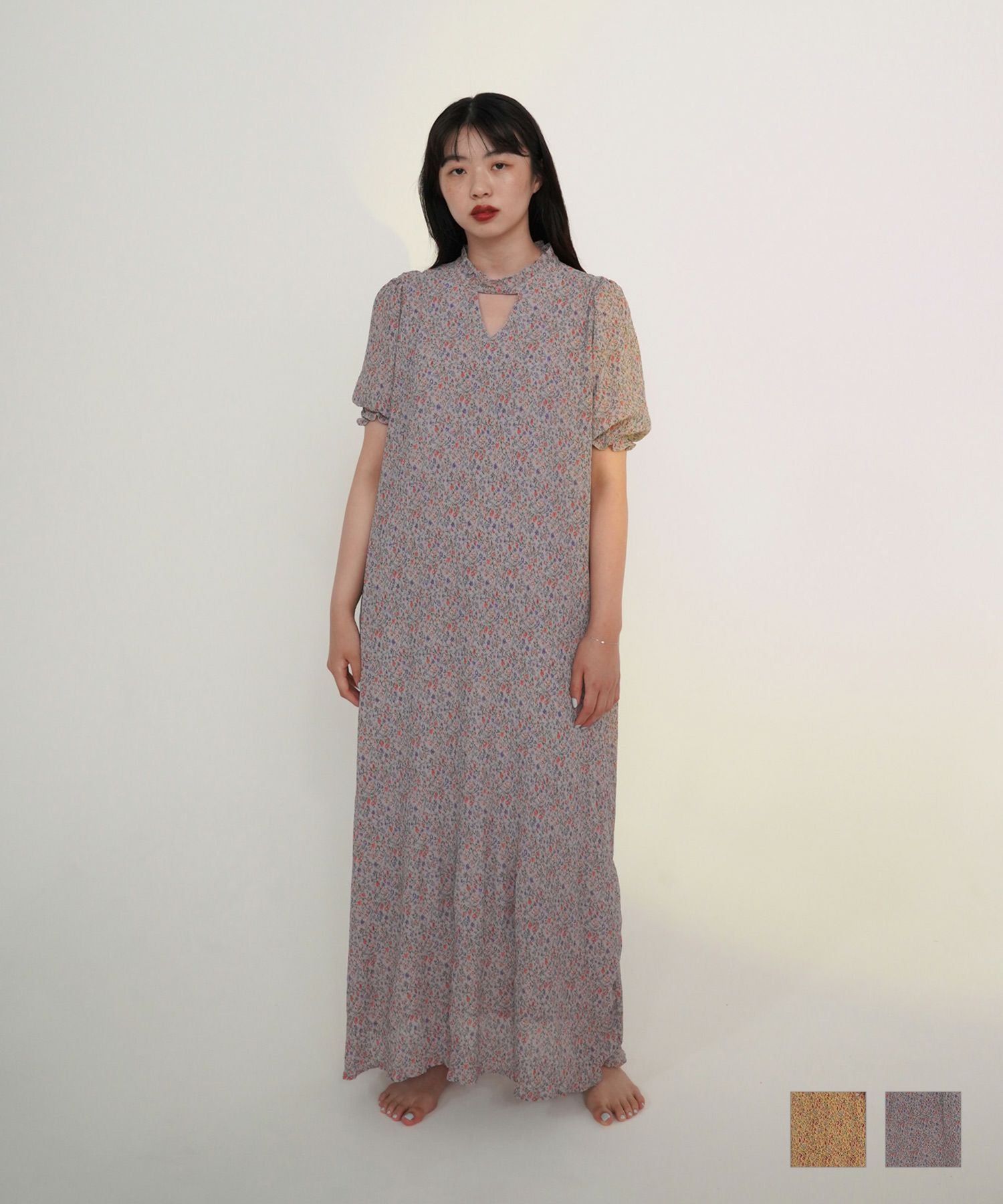 フラワープリント Aラインワンピース TINA：JOJUN 全2色｜tnj311-0439