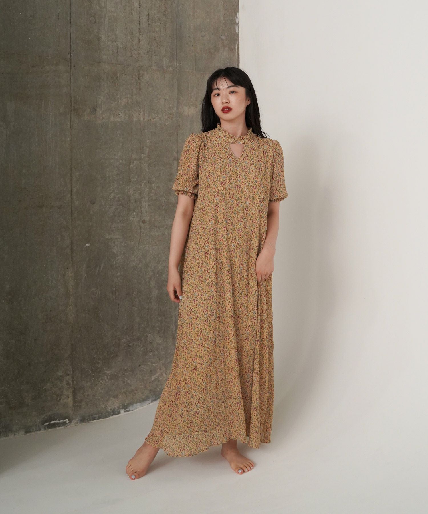 フラワープリント Aラインワンピース TINA：JOJUN 全2色｜tnj311-0439