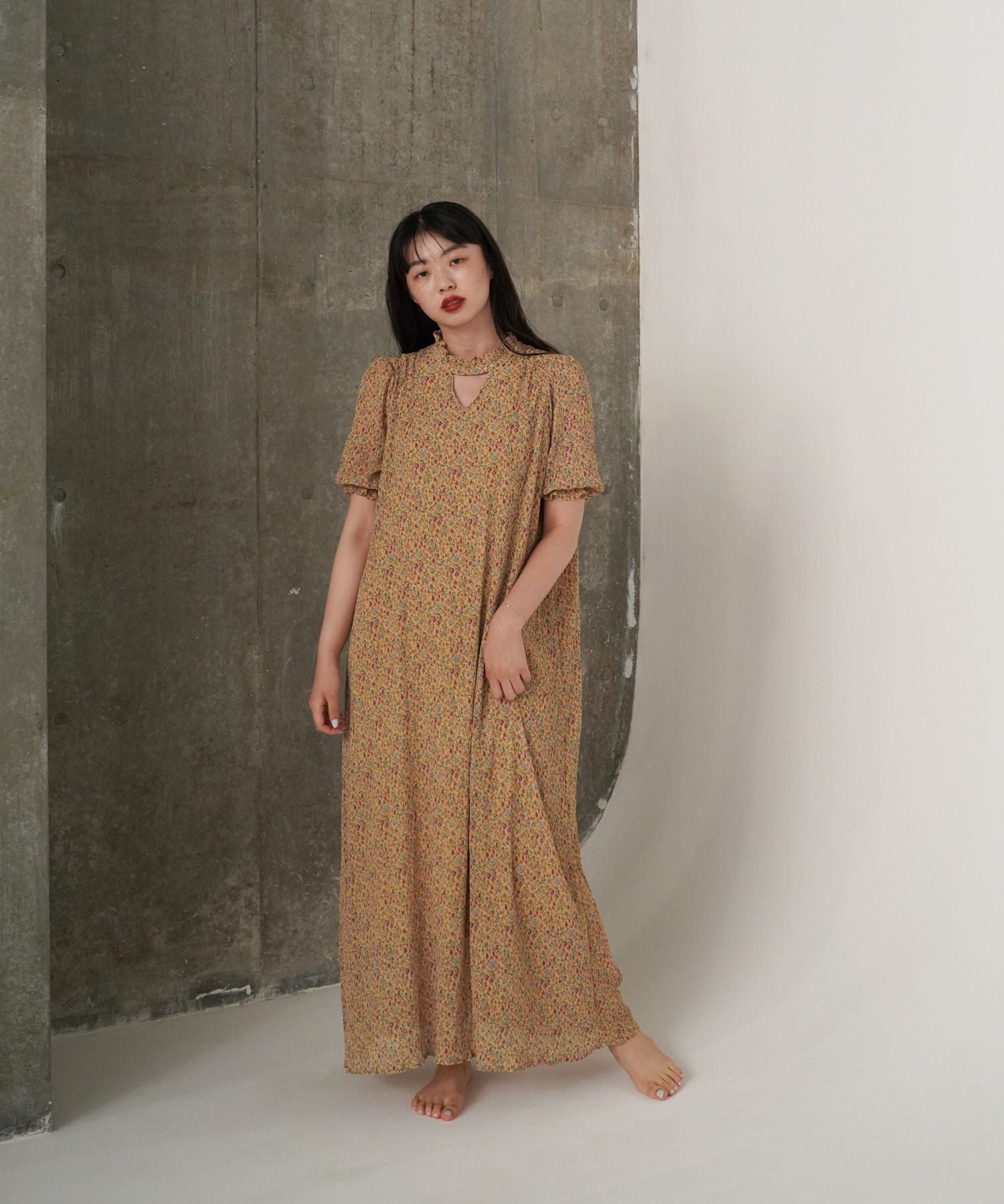 フラワープリント Aラインワンピース TINA：JOJUN 全2色｜tnj311-0439