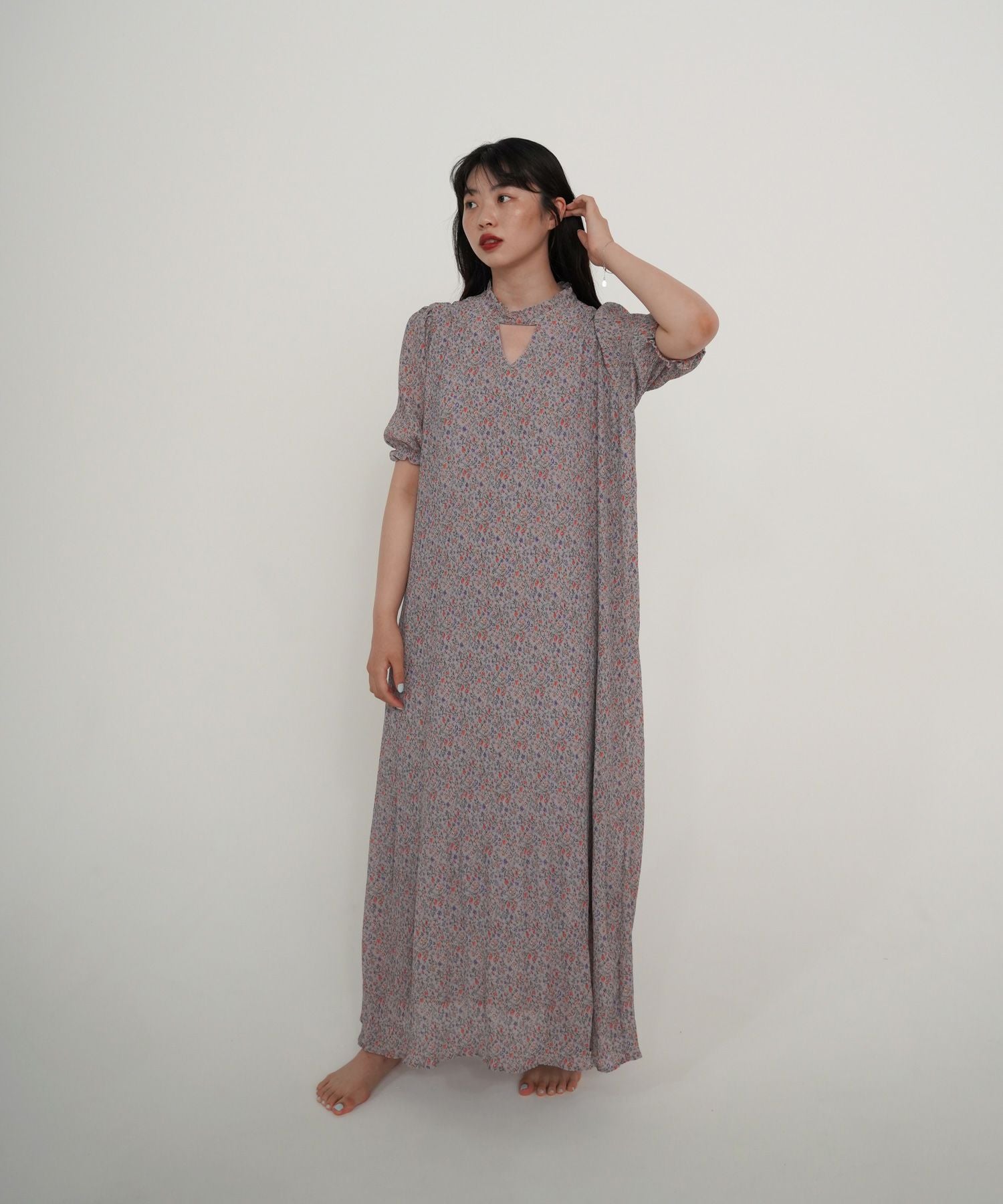 フラワープリント Aラインワンピース TINA：JOJUN 全2色｜tnj311-0439