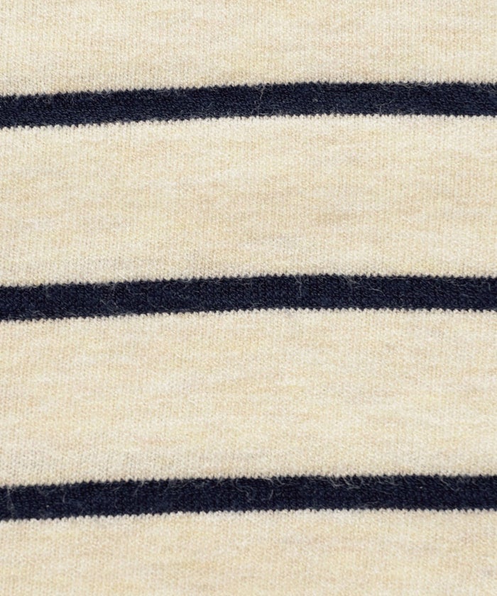 レディース/カーディガン/ニット/羽織り/長袖/パフスリーブ/クルーネック/ボーダー/チャーム/ベージュ/ネイビー/春/夏/秋/エレガント/オフィスカジュアル