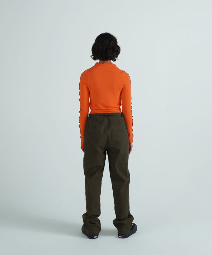 メローフリル/カットソー/配色/トップス/オレンジ/ブラック