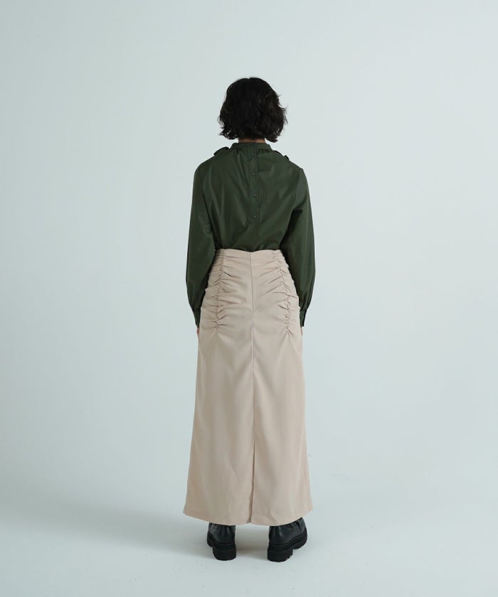 スカート/ボトムス/シャーリング/カーキ/グレージュ