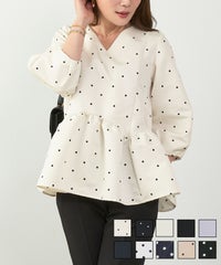 スカラップ切り替え8分袖ブラウスLiala×PG