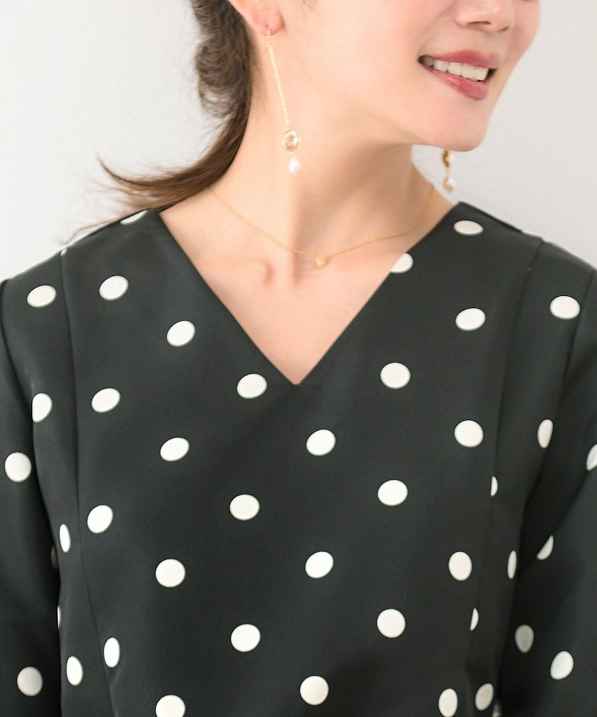 手洗い可新色追加日本製ペプラム無地ドット柄フレアタック春秋大人カジュアルきれいめジョイントスペース