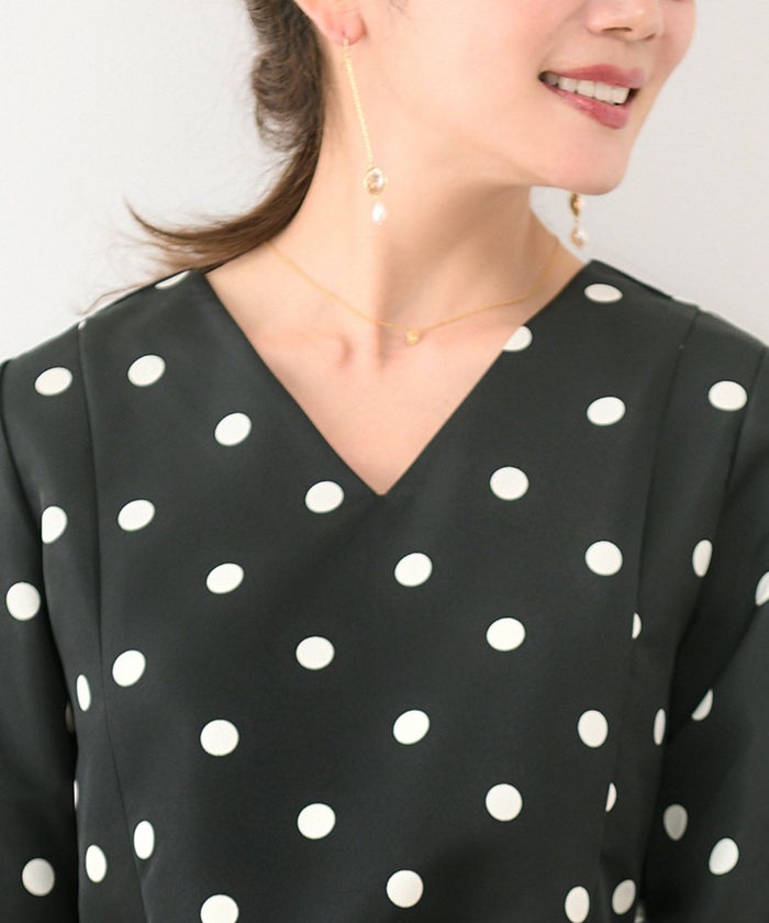 手洗い可新色追加日本製ペプラム無地ドット柄フレアタック春秋大人カジュアルきれいめジョイントスペース