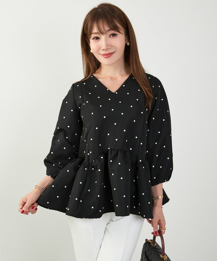 新色追加/newcolor/手洗い可/日本製/ペプラム/無地/ドット/フレア/タック/春/秋