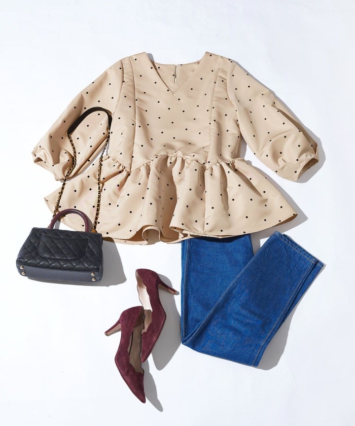 新色追加/newcolor/手洗い可/日本製/ペプラム/無地/ドット/フレア/タック/春/秋