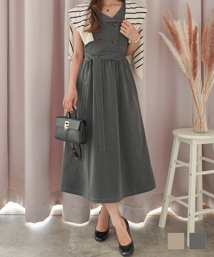 セーラーカラー トレンチ風 ワンピース le reve vaniller 全2色