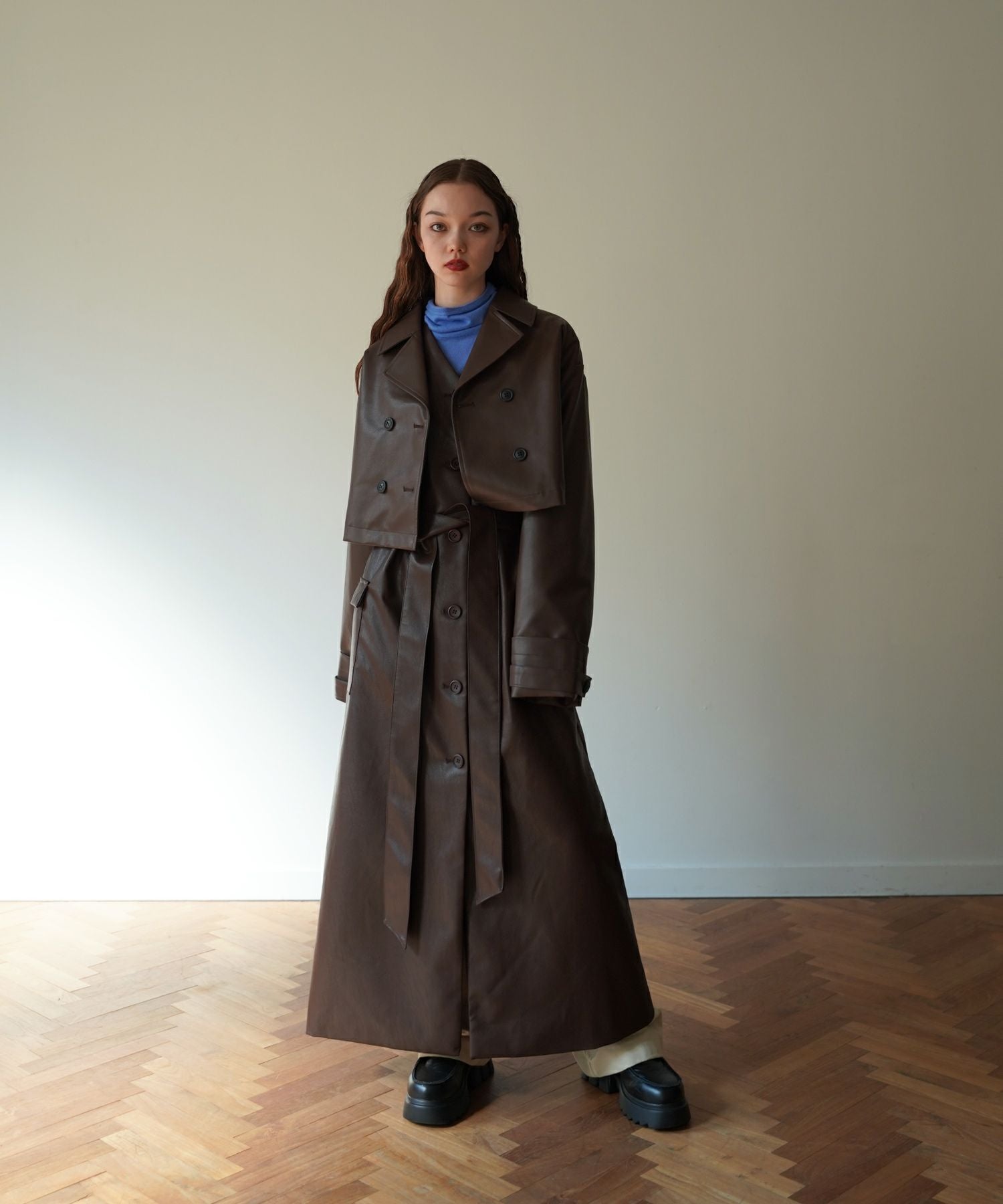 マルチウェイ フェイクレザートレンチコート TINA：JOJUN 全2色