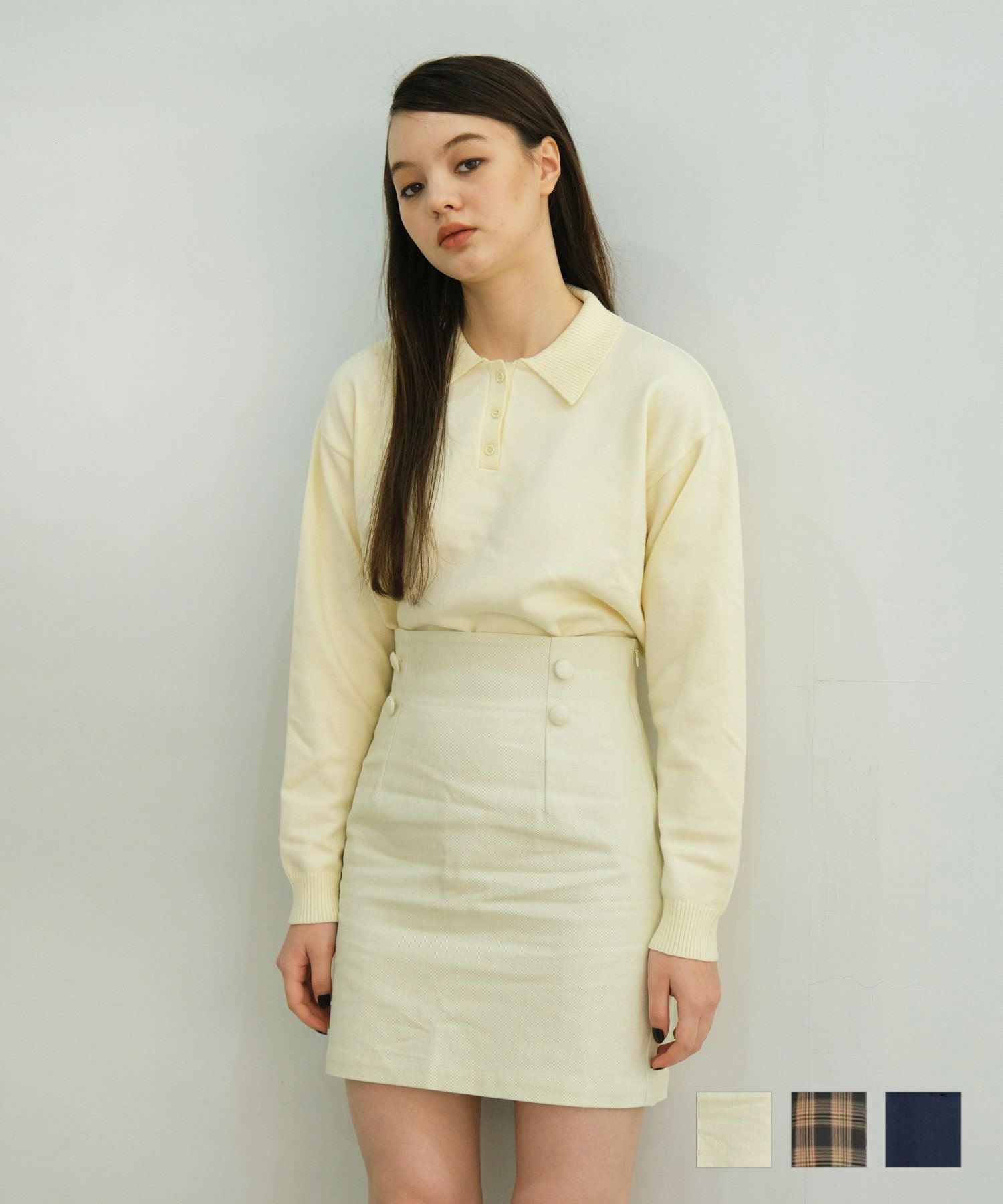 限定Price！SALE フロントボタン ミニスカート TINA：JOJUN 全3色