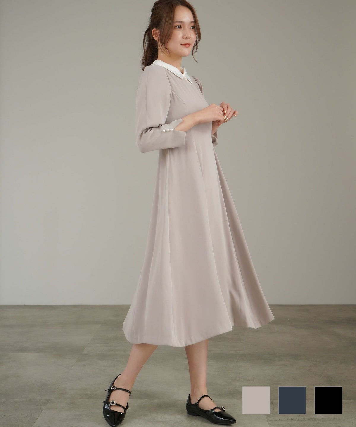 美シルエット 襟付き ワンピース lieulien