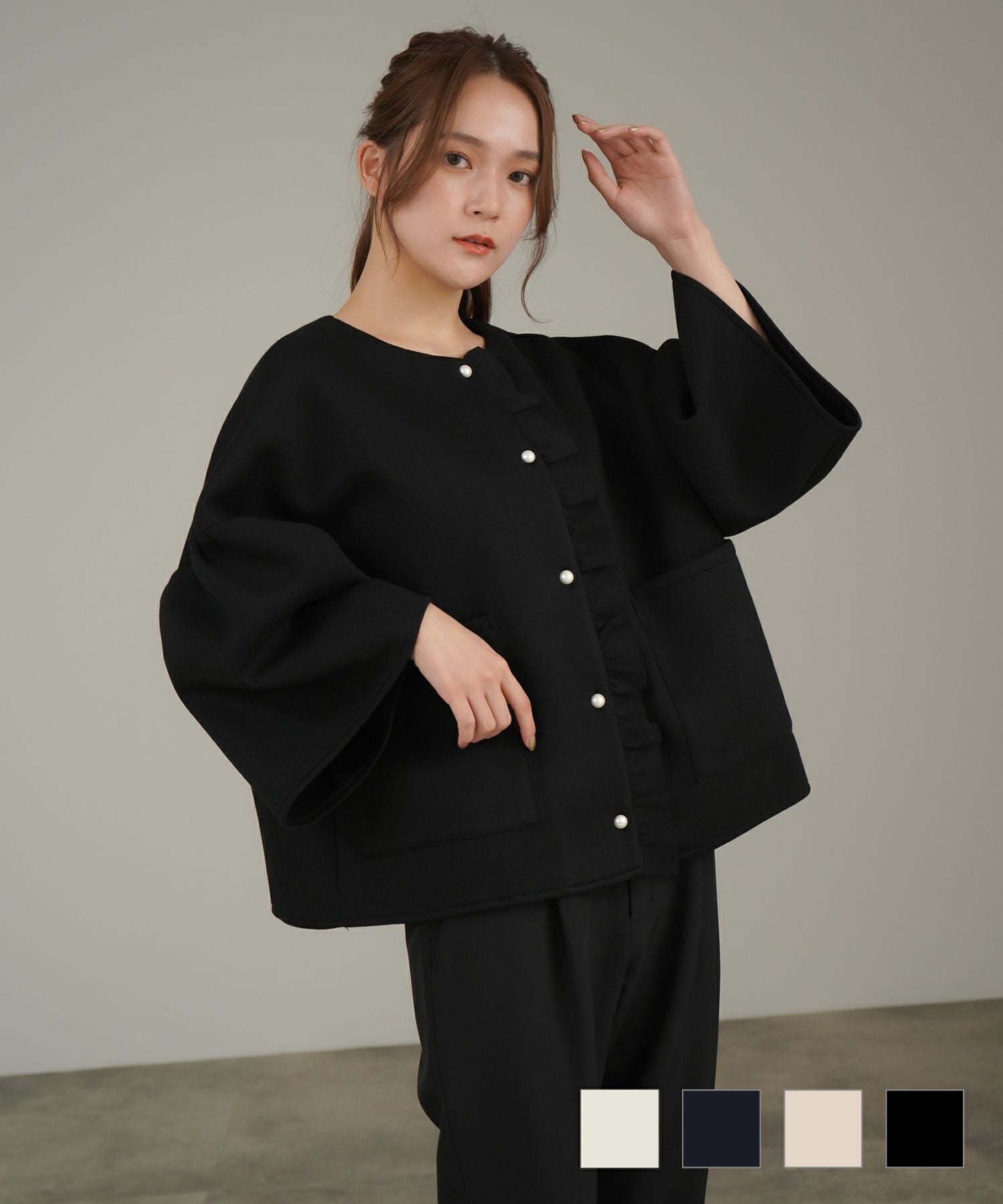 ノーカラー フリル ジャケット lieulien 全4色｜lul212-0032【9