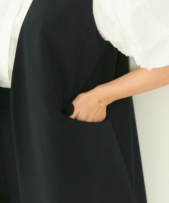 手洗い可/セットアップ対応/ベスト/ノーカラー/スリット/ボタンレス/シンプル