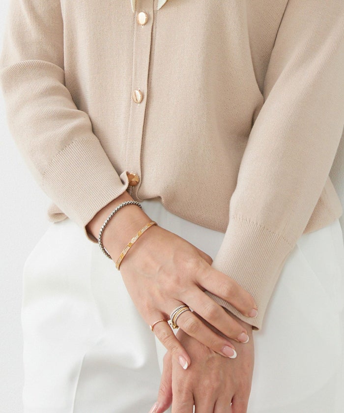 手洗い可/バイカラー/ゴールドボタン/Vネック/袖口リブ/スイッチシーズン