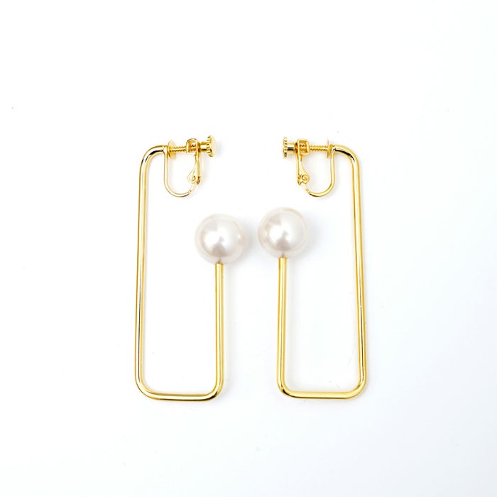 パール レクタングル ピアス イヤリング Pearl Rectangle Pierce Earring