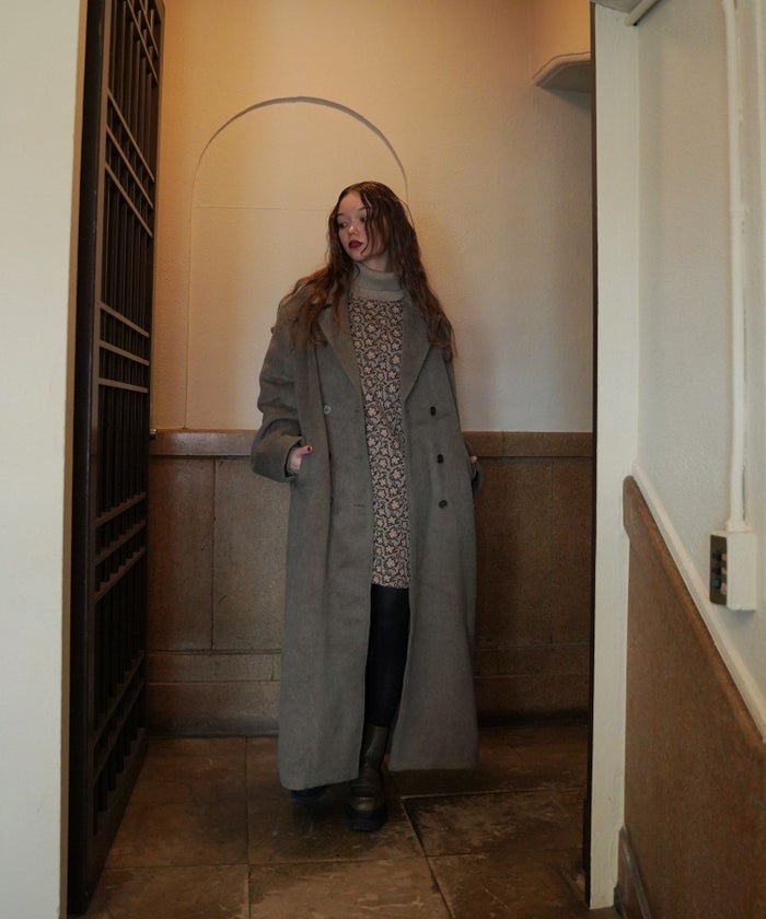 アウター/コート/シャギー/ロングコート/グレーブラウン/ネイビー