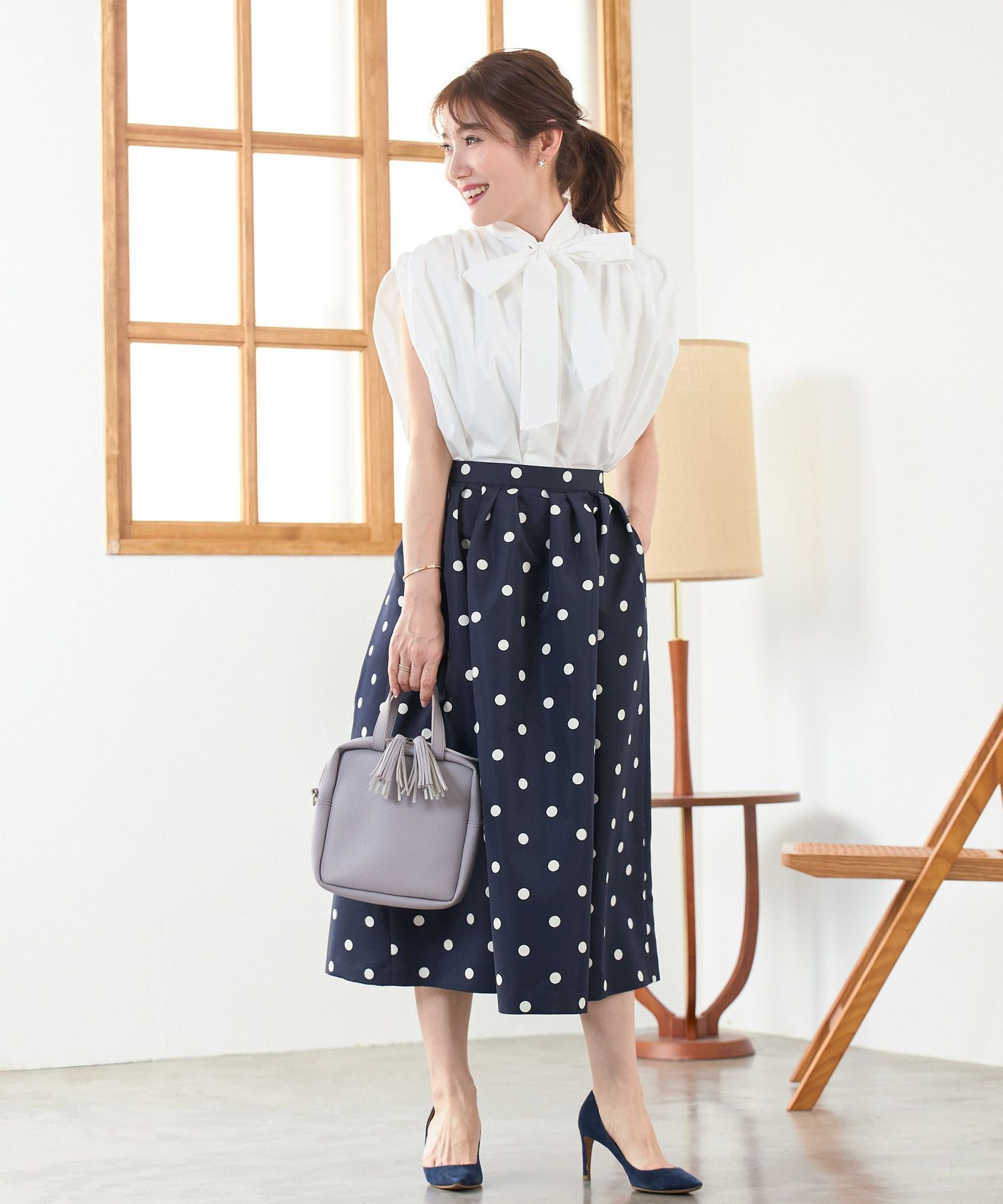 ドット柄 タック スカート Liala×PG 全3色｜lpg612-1504【5】 - フレア