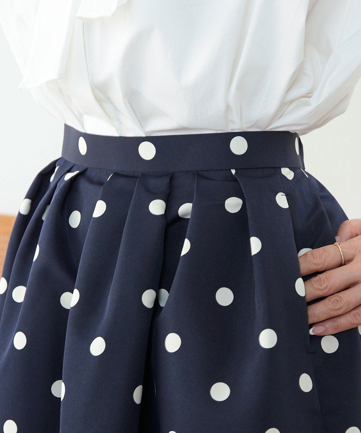 ドット柄 タック スカート Liala×PG 全3色｜lpg612-1504【5】 - フレア