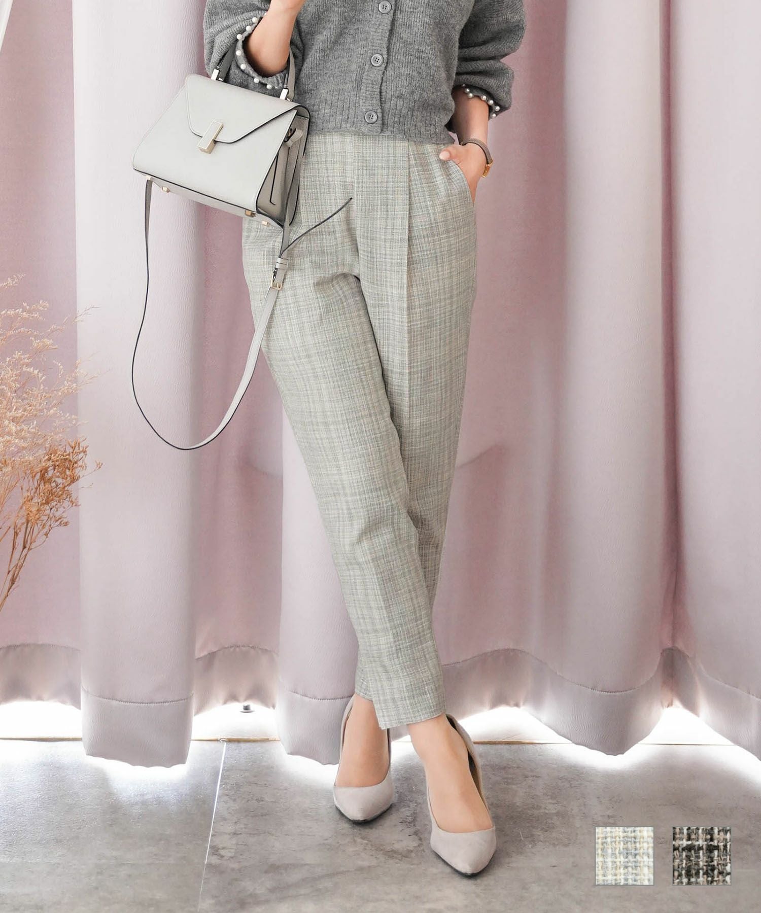 ツイード テーパード パンツ le reve vaniller 全2色 ｜lvn712-1544【1