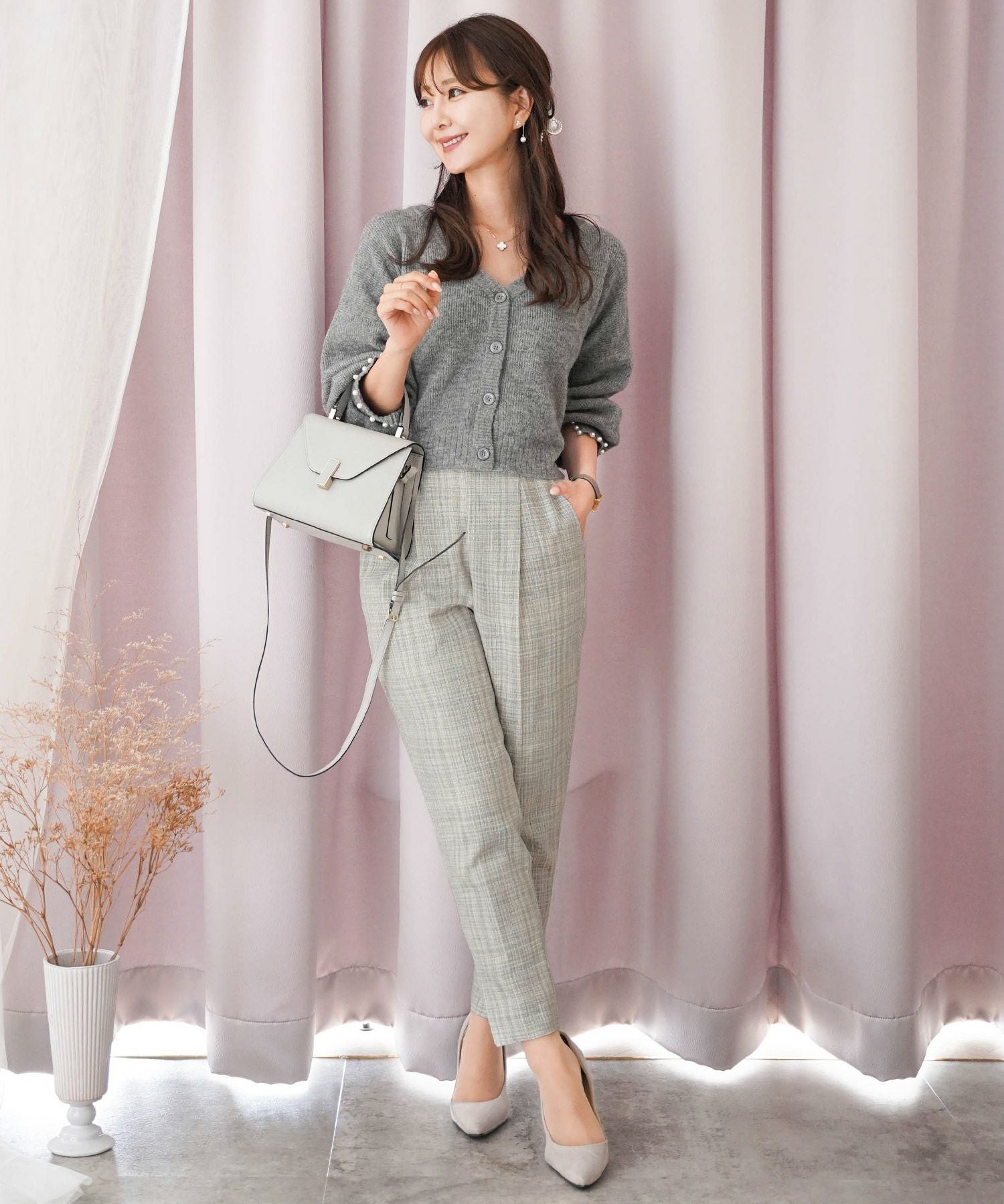 ツイード テーパード パンツ le reve vaniller 全2色 ｜lvn712-1544【1