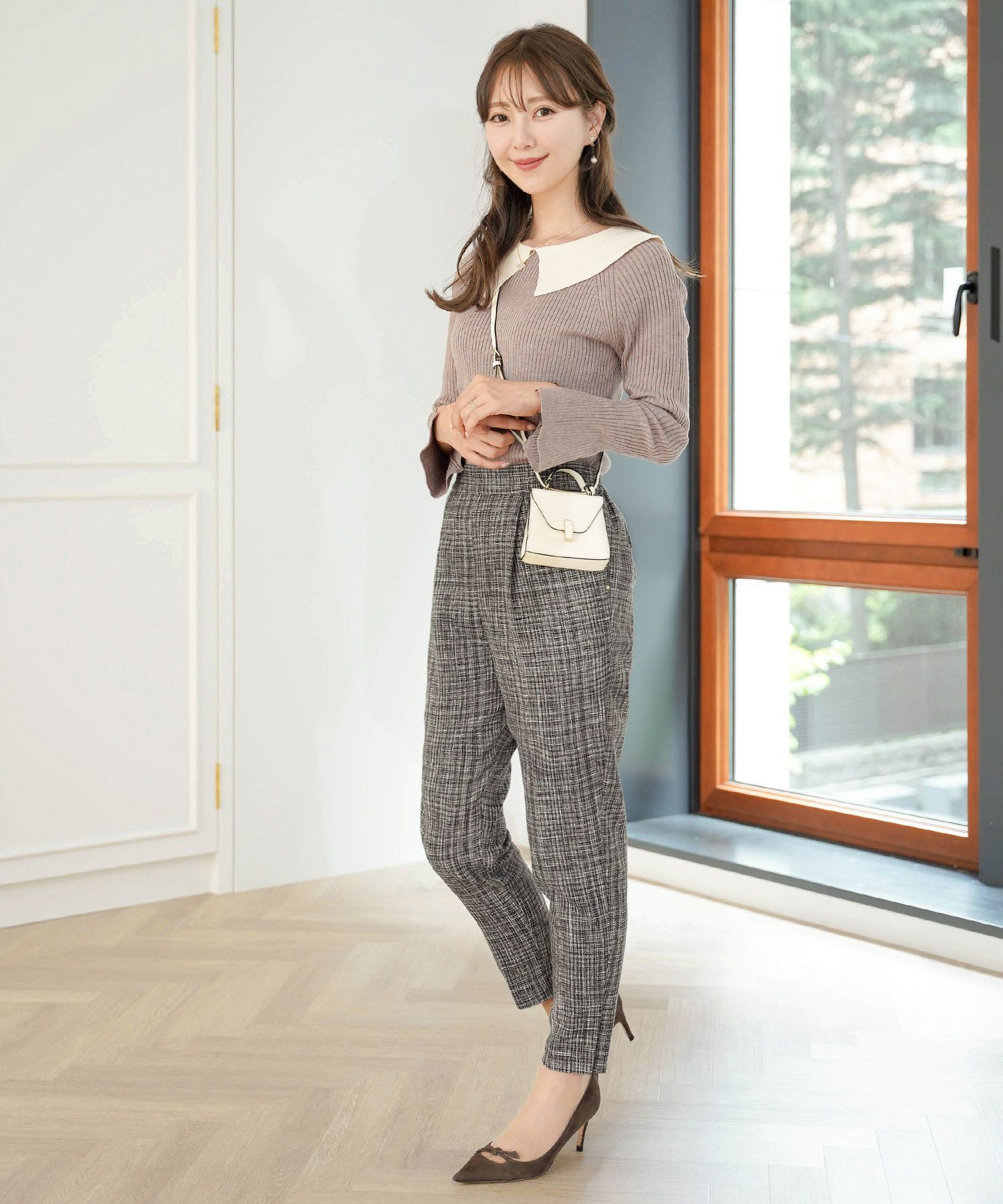 ツイード テーパード パンツ le reve vaniller 全2色 ｜lvn712-1544【1