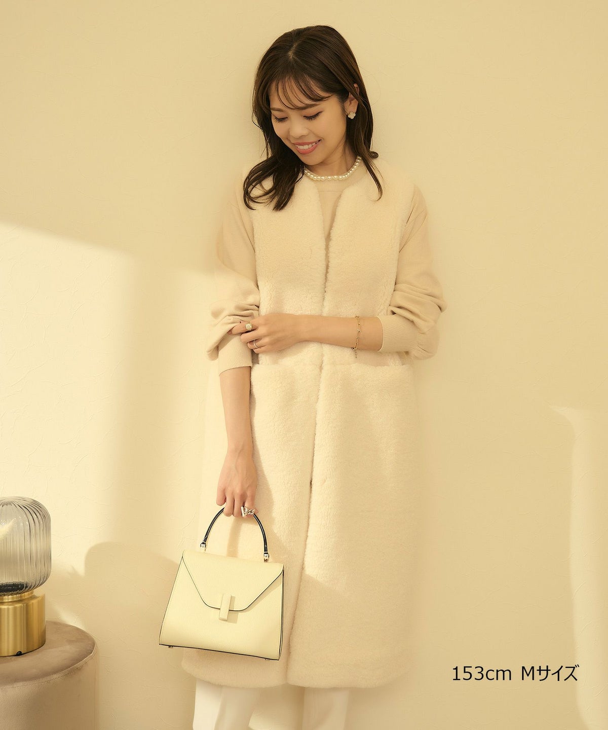 トップス/アウター/ベスト/ジレ/フェイクファー/エコファー/白/ベージュ/秋冬