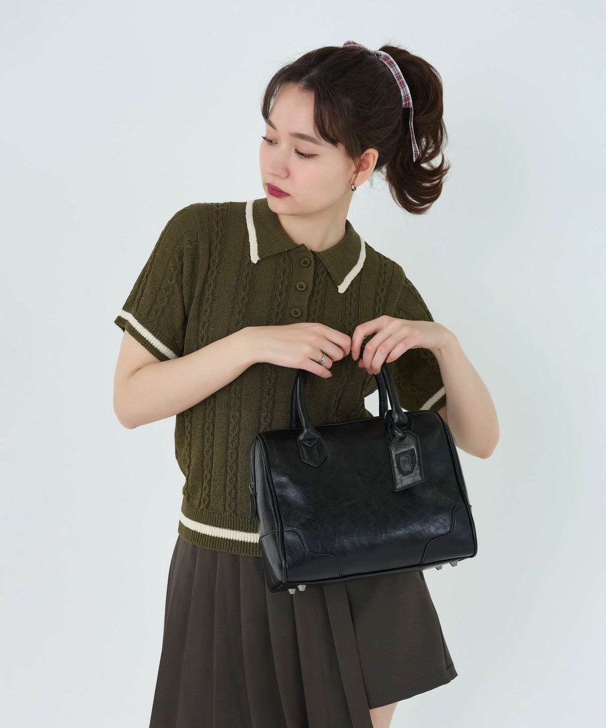 バッグ/ハンドバッグ/ボストンバッグ/アイボリー/ブラウン