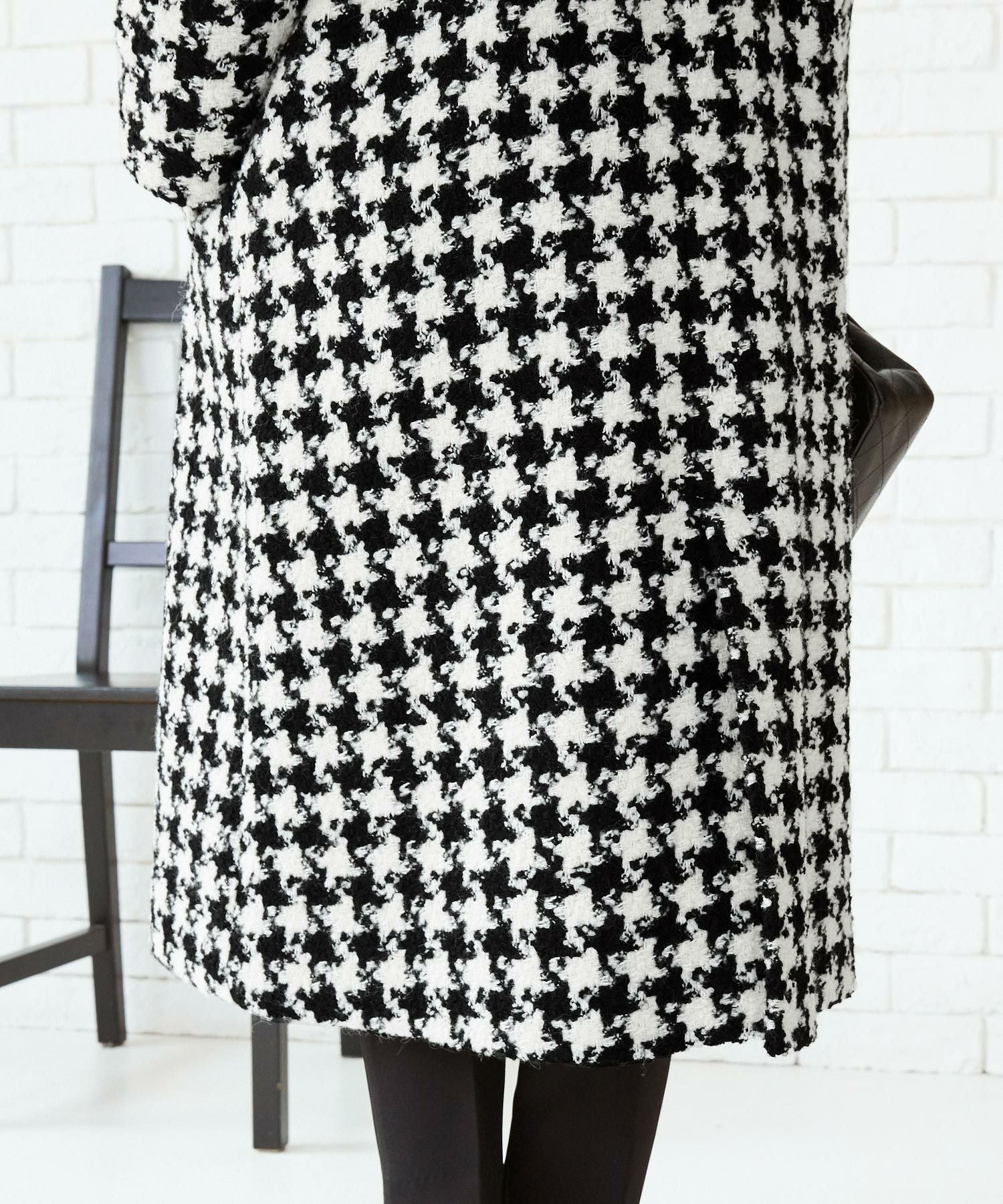 OUTLET-SALE テーラーカラー ダブル釦 ツイード コート Liala×PG 全6色