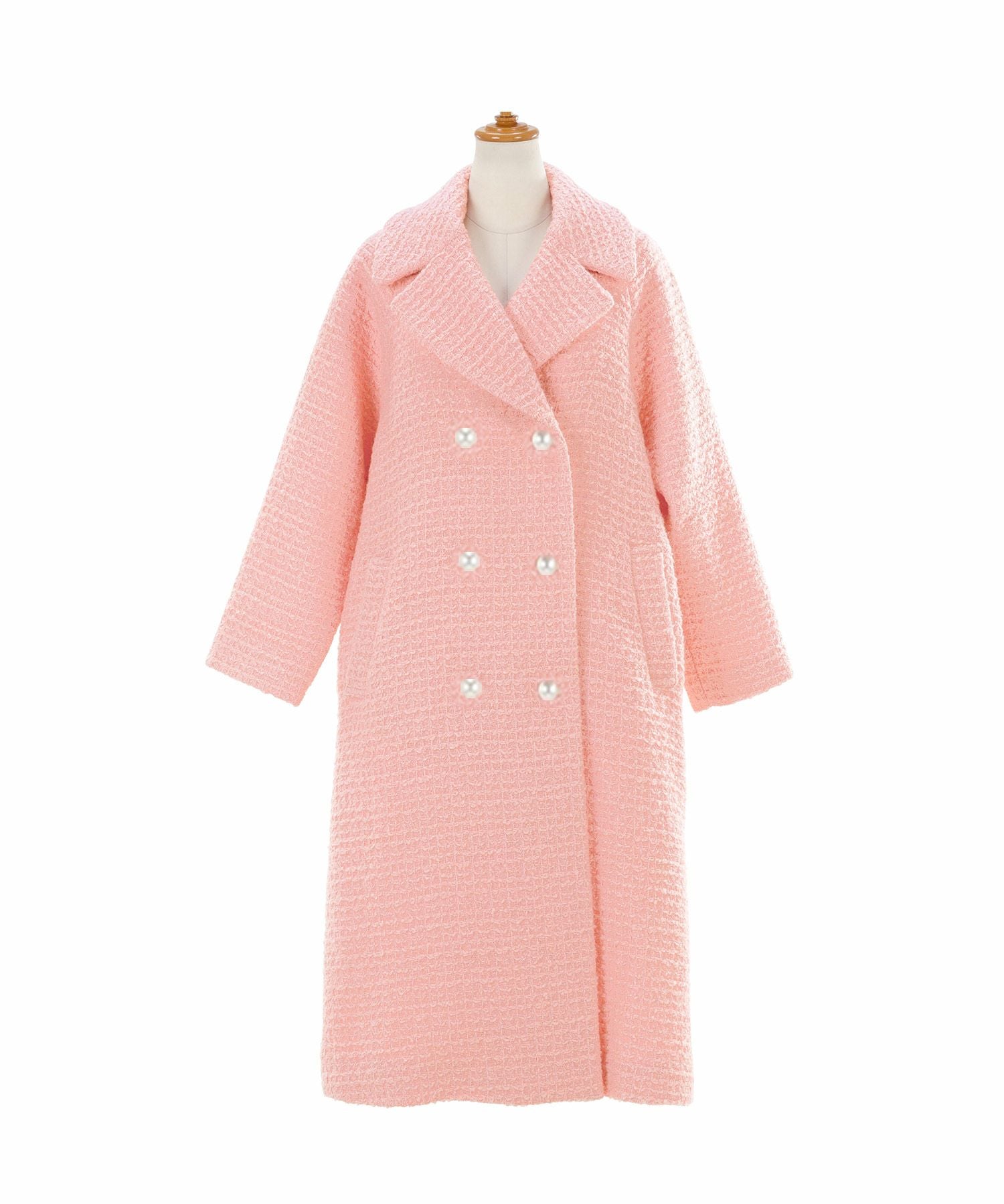 OUTLET-SALE テーラーカラー ダブル釦 ツイード コート Liala×PG 全6色