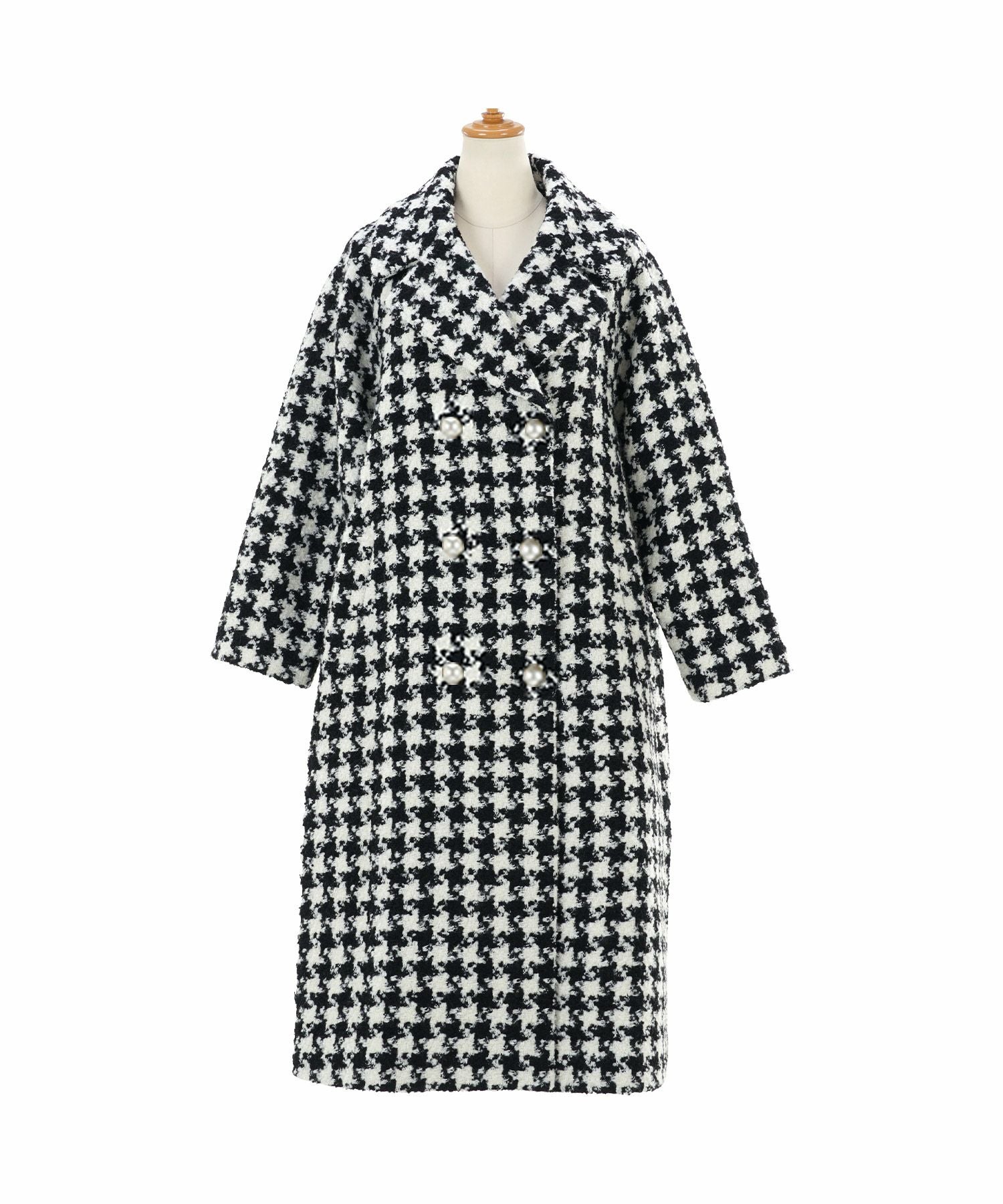 OUTLET-SALE テーラーカラー ダブル釦 ツイード コート Liala×PG 全6色