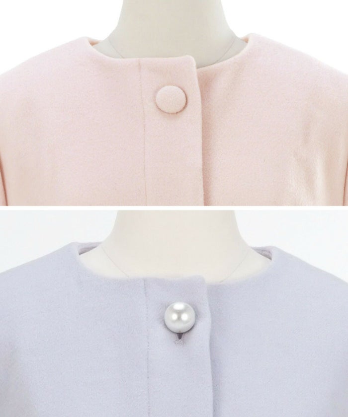 アウター/ミドル丈/ウール混/スカラップヘム/くるみボタン/袖口ロールアップ/ポケット