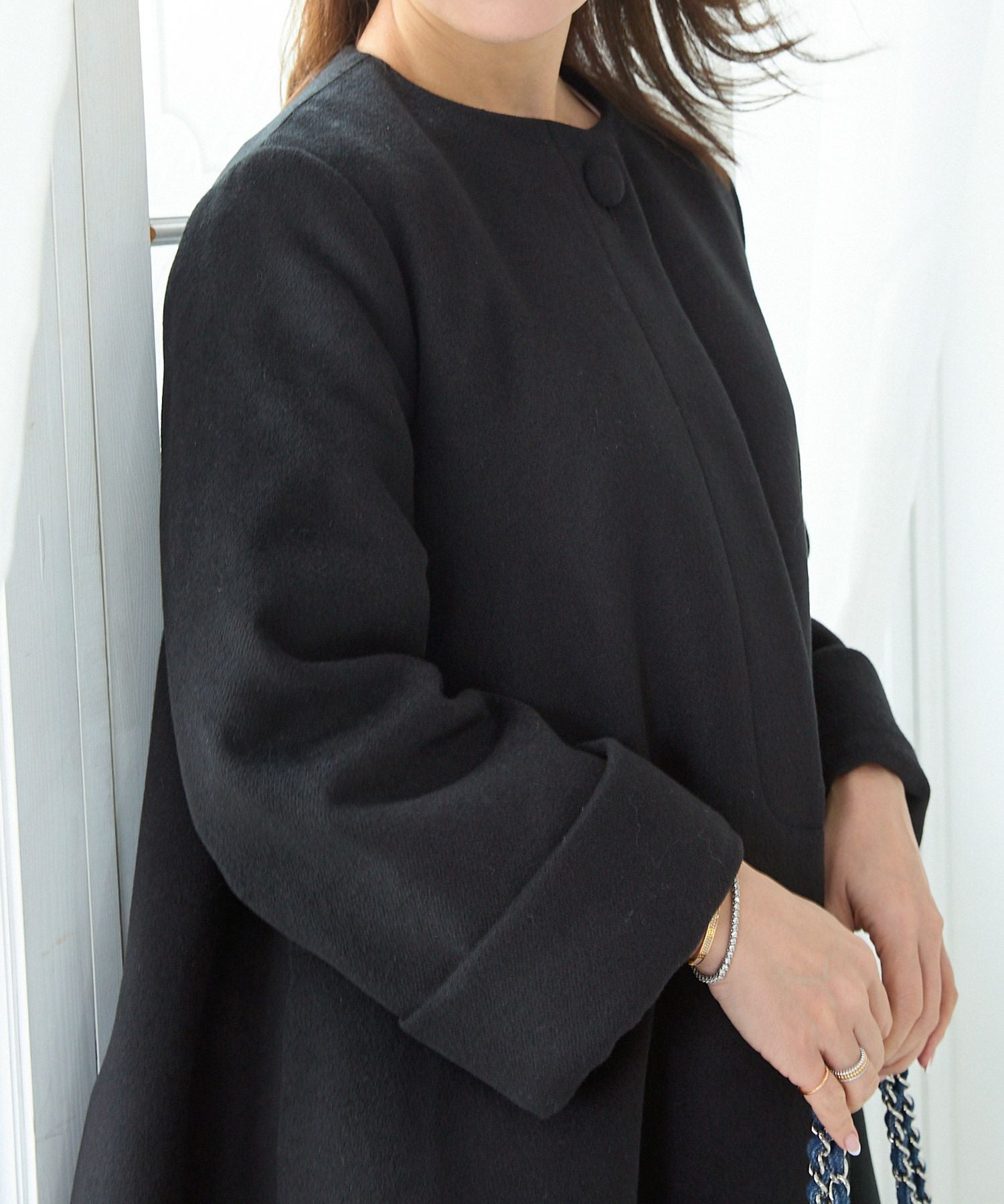 OUTLET-SALE スカラップ フレア 9分袖 コート Liala×PG 全5色｜lpg112