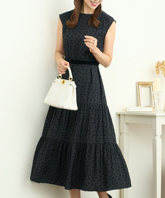 ワンピ/ロングワンピ/花柄/チェック柄/ノースリーブ/配色/上品/エレガント/S/M