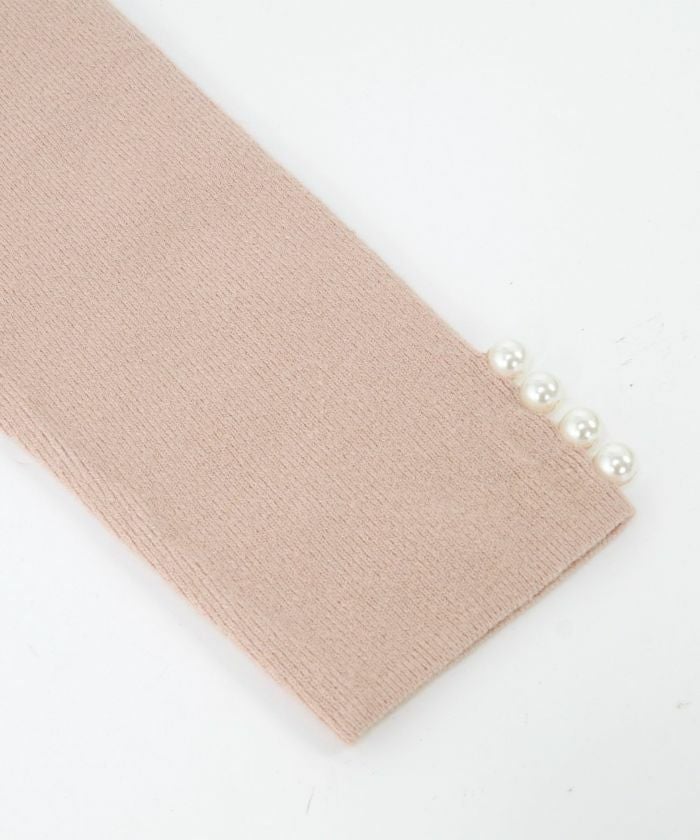 カーディガン/羽織り/長袖/秋口/パール/チャーム/オープンフロント/S/M