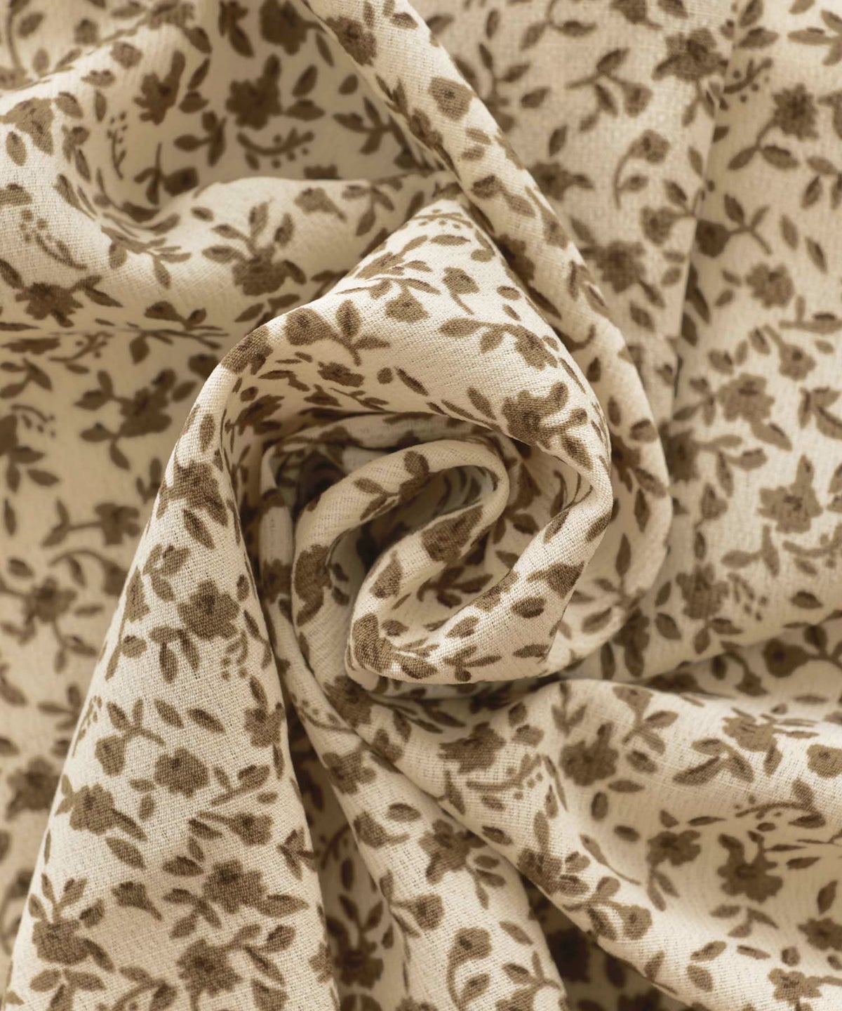 ワンピース/花柄/小花柄/リボン/フリル/カフス/くるみ釦/ハイウエスト/シャーリング/タック/7分丈/フレア