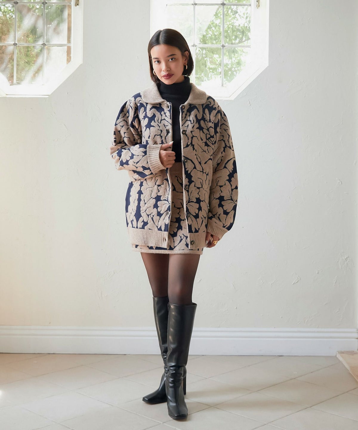 スカート/ニット/ブルーグリーン/ネイビー