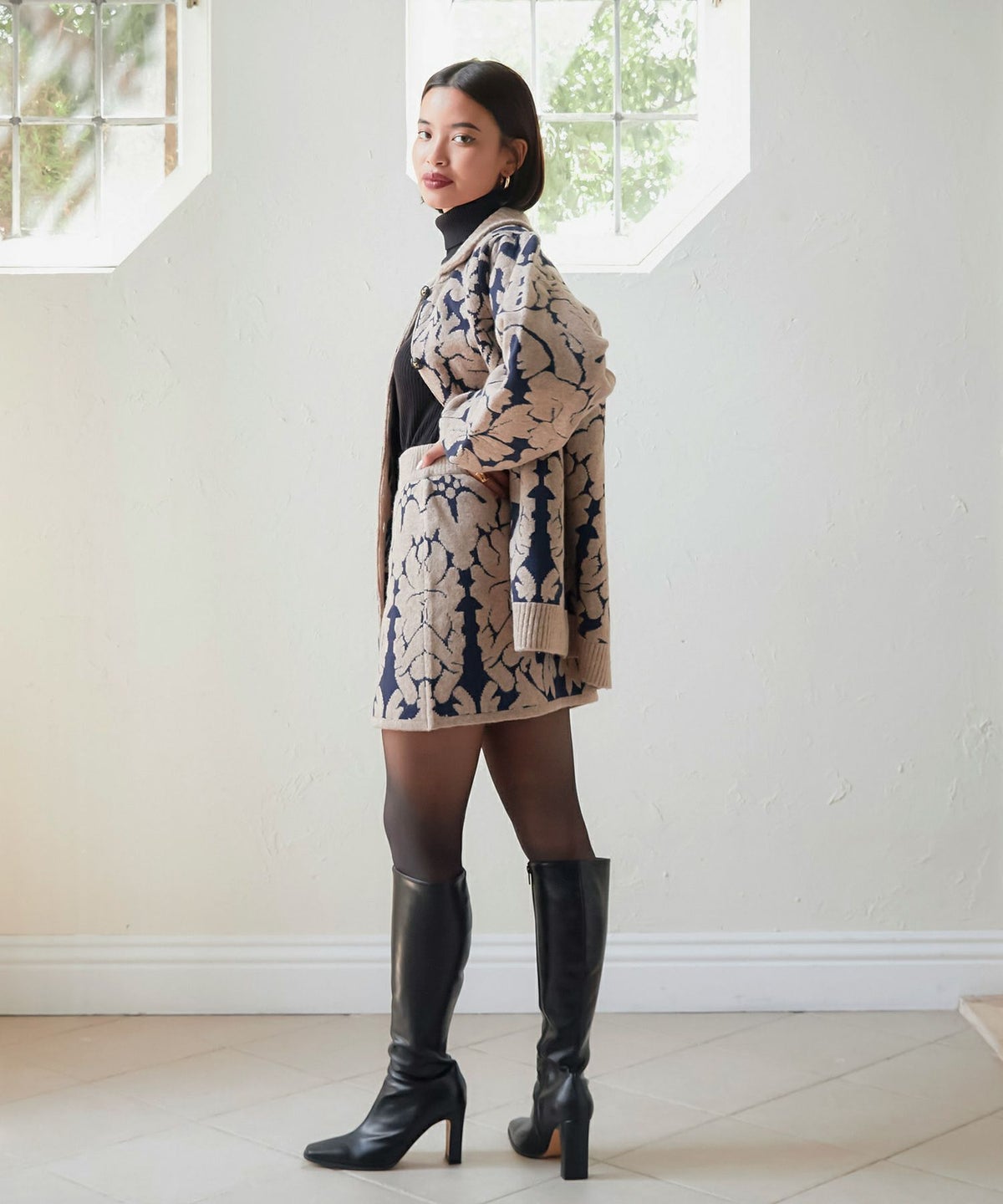 スカート/ニット/ブルーグリーン/ネイビー